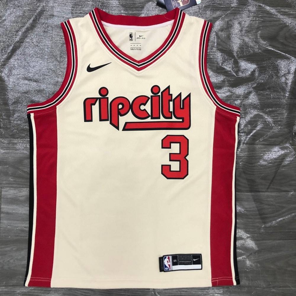 Men's Portland Trail Blazers C.J McCollum Cream 2019/20 Finished Swingman Jersey - City Edition-Pro Kit Vault | Brand New 26/27 Sports Jerseys